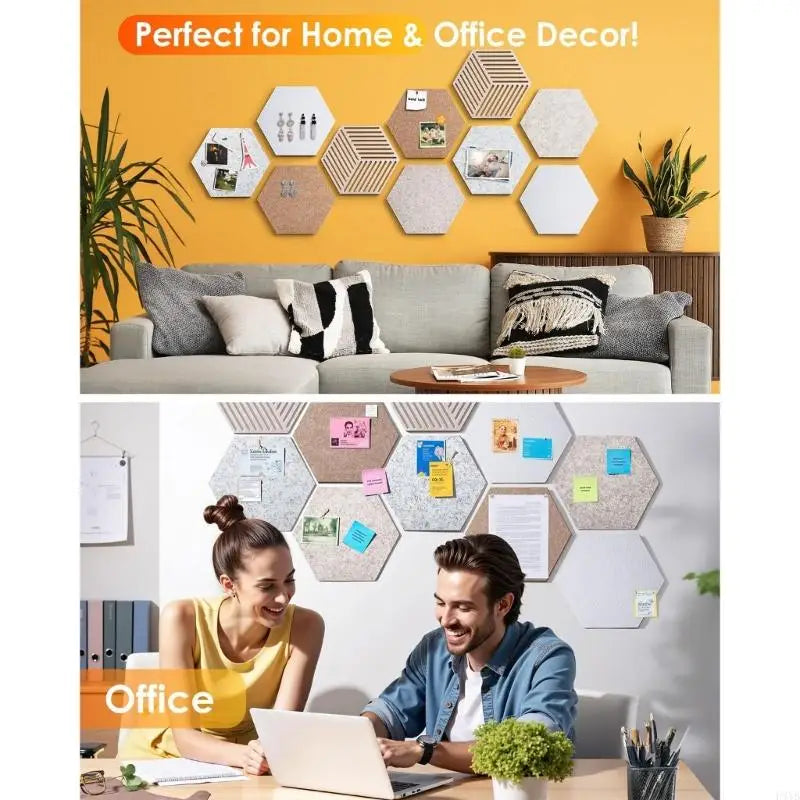 Hexagon Cork Bulletin Boards — 10-Pack Wall Tiles