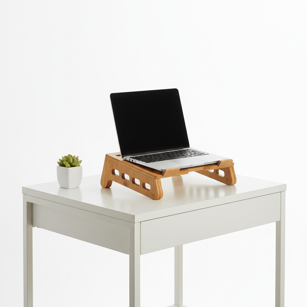 Solid Bamboo Ergonomic Laptop Riser Stand