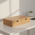 Solid Bamboo Monitor Riser with Dual Storage Drawers
